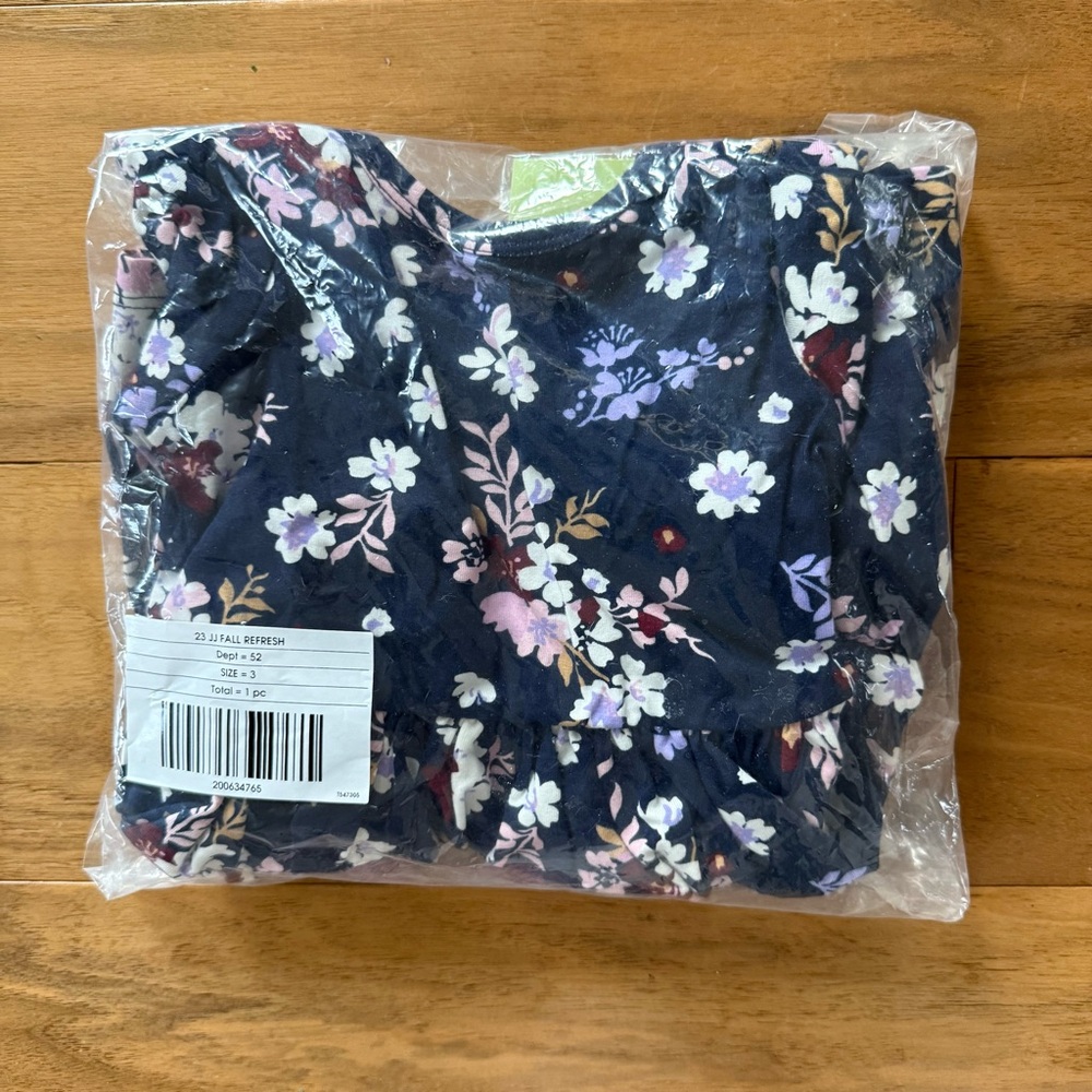Brand New Janie & Jack Toddler Girl Blue Floral 3/4 Sleeve Dress, Size 3, NWT - Picture 5 of 5